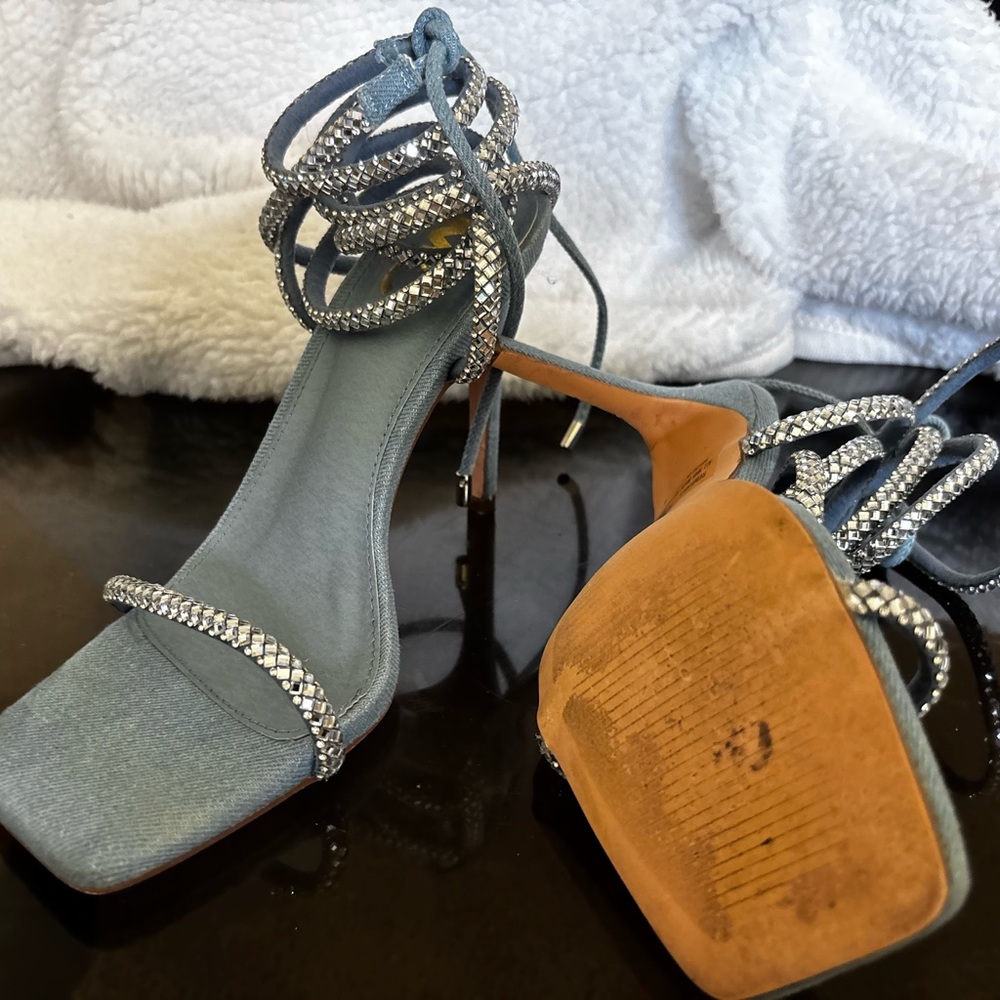 Elegant Blue Strappy Women's Heels - Picture 5 of 5